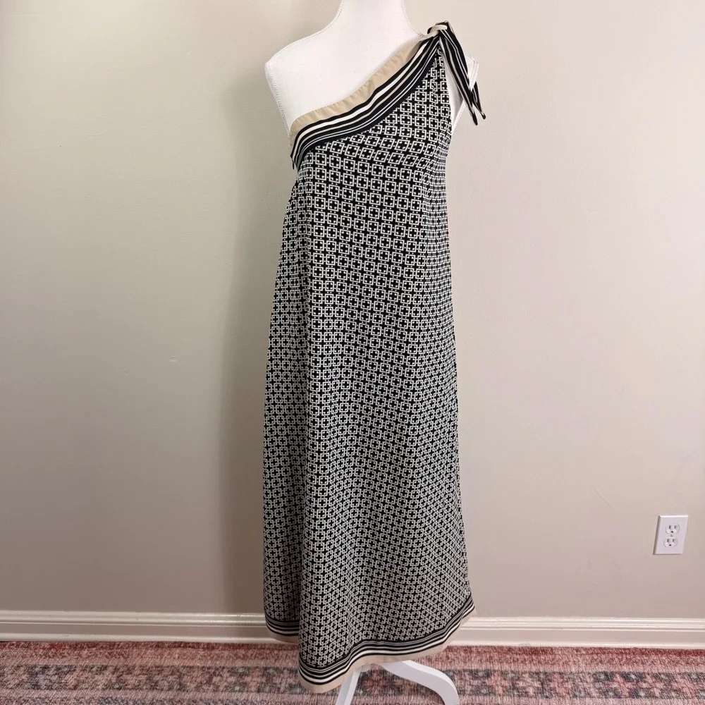 Abercrombie Fitch Geometric One Shoulder Maxi Dress Tie Detail Lined Size XSP